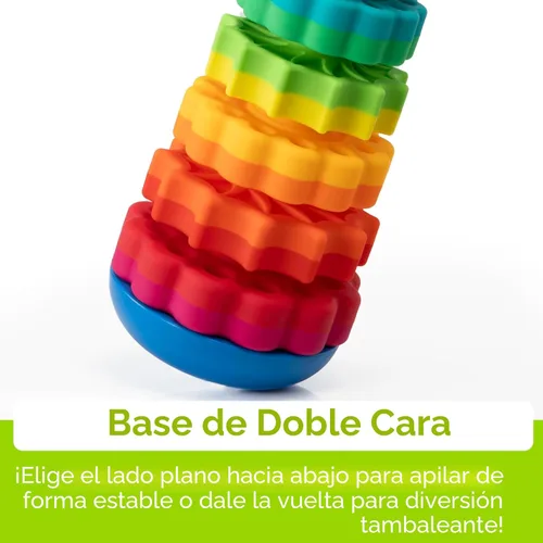 Vista 4 de Fat Brain Toys SpinAgain, juguetes para apilar y girar para bebés y niños pequeños de 1 año o más