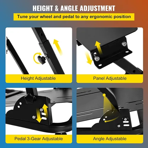 Vista 3 de VEVOR Soporte de rueda de carreras G920G29 para Logitech G27G25 para juegos de Thrustmaster pedales de rueda no incluidos soporte de palanca