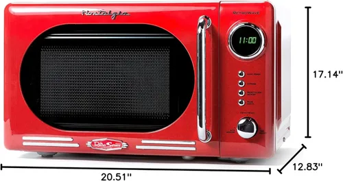 Vista 8 de Nostalgia Horno microondas retro compacto para encimera, 0.7 pies cúbicos, 700 vatios con pantalla digital LED, bloqueo para niños, interior fácil