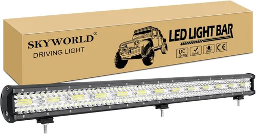 Vista 10 de SKYWORLD Barra de luz LED 8D, 17 pulgadas, 360 W, barra de luz antiniebla, 12 V, 24 V, impermeable, para 4 x 4, coche, camión, tractor, ATV, UTV