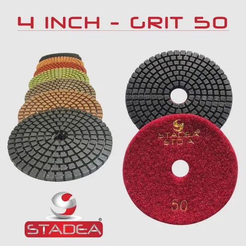 Vista 3 de STADEA Grit 50 4" Diamond Pulir Pads Premium Grado Mojado Flexible 3 MM Alto