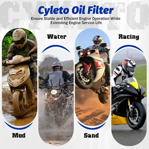 Vista 7 de Cyleto 145 Filtro de aceite para Yamaha Raptor 700 XVS1100 XVS650 XVS 650 V-Star Custom 650 XV250 XV 250 Virago V-star 249 YMH 600 Grizzly
