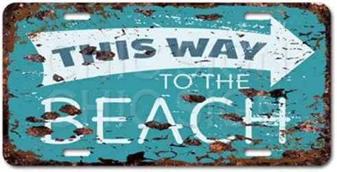 Esta forma a la playa Auto Car License Plate Sign Chic Rust clásico Decoración Signo Home Bar Pub tienda tienda Cafe Decoración de pared signo