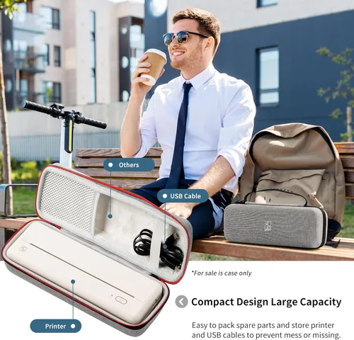 Vista 2 de Funda de transporte portátil compatible con Pooolitech MT810/HPRT MT810/MT610/MT620, impresoras portátiles, impermeables, a prueba de golpes