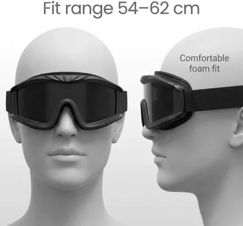 Vista 3 de QWORK Gafas tácticas militares de Airsoft para deportes al aire libre con 3 lentes intercambiables para montar a caballo, negro