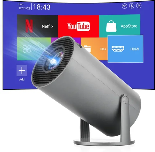 Vista 2 de Mini proyector portátil HY300 PRO+ actualizado 2025, proyector inteligente con Android 11.0, 200 lúmenes ANSI, enfoque corto, WiFi 6 + BT5.0