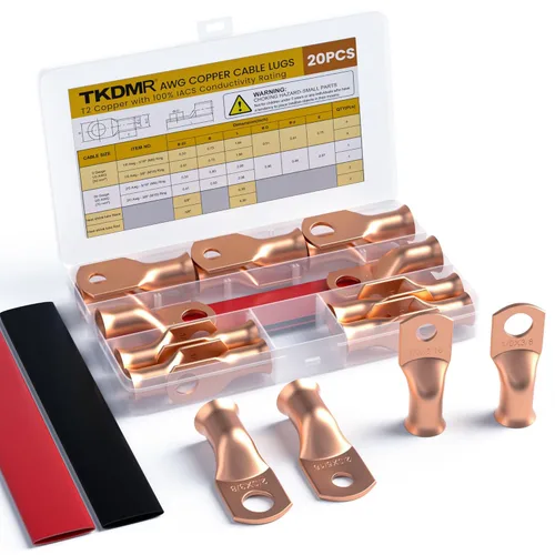 Vista 35 de TKDMR - Kit de 264 piezas de extremos de cable de batería, 132 piezas de terminales de anillo de lengüetas de cable de cobre resistentes AWG 8 6 4 2