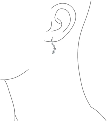 Vista 3 de Bridal Prom Round Bubble Bezel Set AAA CZ Cubic Zirconia Linear Drop Love Is A Journey Wedding Pearl Earrings Jacket For Women .925 Sterling Silver