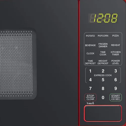 Vista 3 de NAXXY Horno de microondas compacto de encimera Cu ft, opción roja de un solo toque de 30 segundos