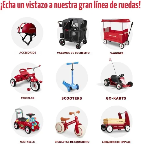 Vista 9 de Radio Flyer Pedal & Push Stroll ' N Trike - Triciclo, color rojo, de 1 a 5 años (exclusivo de Yaxa)