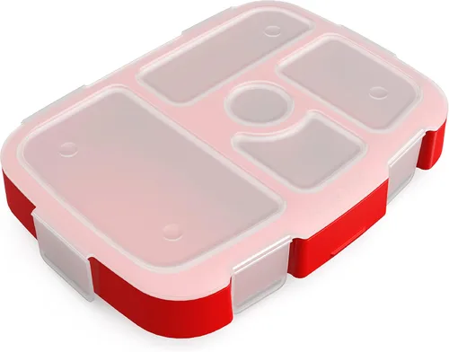 Vista 6 de Bentgo® Kids Prints Bandeja con Cubierta Transparente - Reutilizable, Sin BPA, Recipiente de Preparación de Comidas de 5 Compartimentos con Control