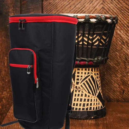 Vista 5 de Djembe - Bolsa de batería de 12 pulgadas, mochila Djembe acolchada con correa para el hombro, bolsillos para accesorios, doble capa, funda