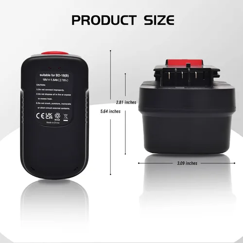 Vista 5 de Reemplazo de batería de 18 V para Black and Decker Batería de 18 voltios 1.5Ah NiCd Herramientas inalámbricas HPB18 HPB18-ope