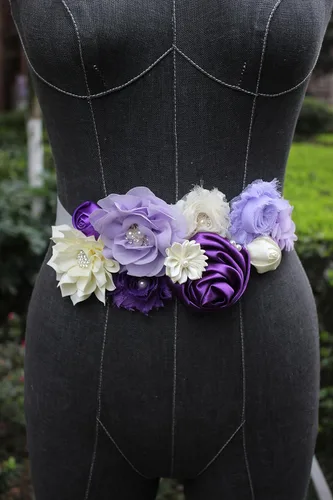 Vista 4 de Banda de embarazo de maternidad para Mon to be baby shower faja de flores