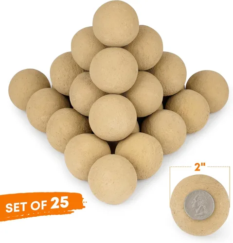 Vista 2 de Stanbroil Bolas de cerámica de 2 pulgadas, juego de 25 bolas redondas, accesorio moderno para hogueras de interior o exterior, cuenco de fuego