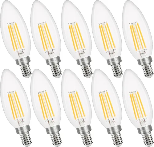 Vista 13 de comzler Bombilla LED E12 para candelabro regulable, bombilla de lámpara de araña 2700K blanco cálido, equivalente a 40W, bombillas tipo B