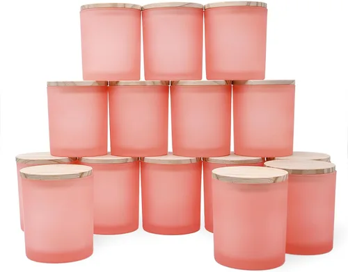 Vista 24 de SHOWIN Tarros de vela gruesos de 10 onzas para hacer velas, 15 unidades, tarros vacíos con tapas de madera para hacer velas, contenedor de muestra