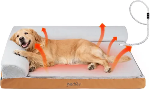 Vista 12 de Cama térmica para perros de tamaño mediano, funda impermeable para mascotas, sofá ortopédico mediano para perros, espuma viscoelástica