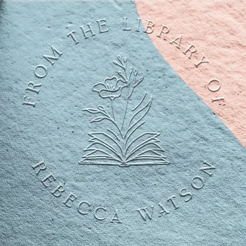 Stamp by Me personalizado con estampado de libros | de The Library of | Ex Libris | Sello de libro floral personalizado | Sello de biblioteca