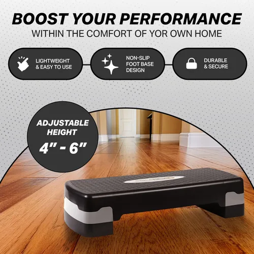 Vista 3 de HolaHatha Equipo de ejercicio de plataforma aeróbica portátil compacto para entrenamiento, entrenamiento cardiovascular con altura ajustable