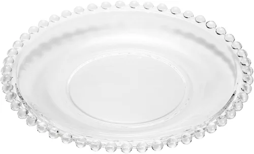 Vista 3 de WOLFF - Juego de 4 platos de postre de cristal con cuentas de perla, platos de ensalada y aperitivos de vidrio transparente de 8 pulgadas