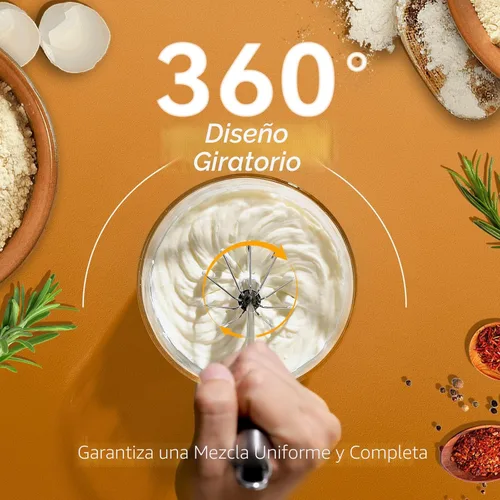 Vista 3 de Batidor de acero inoxidable semiautomático, nuevo batidor de huevos de acero inoxidable 2024, batidor de mano rotativo, herramienta agitadora