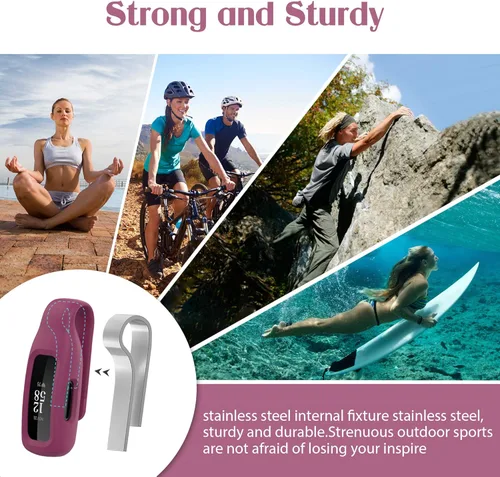 Vista 4 de HSWAI Paquete de 3 clips de repuesto para Fitbit Inspire 2/Fitbit Inspire 3, clip de silicona suave y cómodo de protección de 360°, accesorio