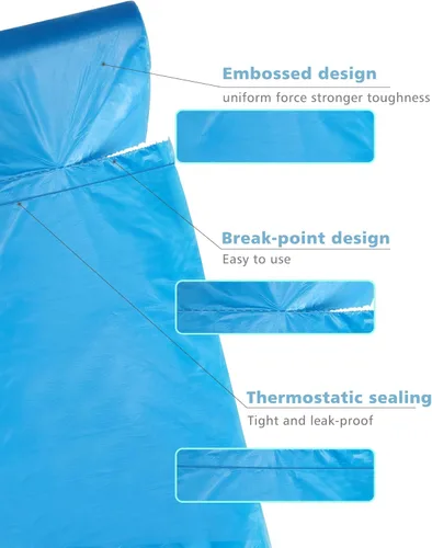 Vista 5 de AYOTEE Bolsas de basura compostables – 4 galones, 200 paquetes, biodegradables, bolsas de reciclaje azules, sin fugas, pequeñas bolsas de basura