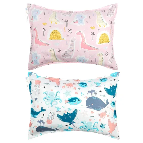 Vista 20 de ALVABABY Paquete de 2 fundas de almohada de algodón orgánico para niños pequeños, fundas de almohada para niños de 13 x 18 pulgadas o 12 x 16