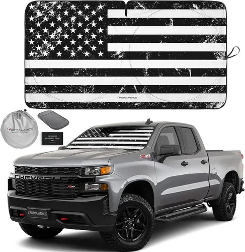 Vista 20 de Autoamerics Parasol para parabrisas de 1 pieza, bandera de Estados Unidos, diseño de 2 estadounidenses, parasol plegable para ventana delantera