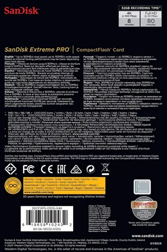 Vista 5 de SanDisk Tarjeta de memoria CompactFlash Extreme PRO de 32 GB UDMA 7 velocidades de hasta 160 MB/s - SDCFXPS-032G-X46