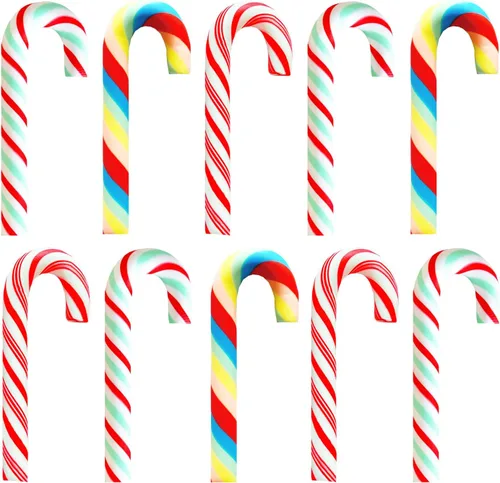Vista 6 de Bastones de caramelo de arcilla rojos y blancos, bastones de caramelo de Navidad, bastón de caramelo sintético, palo de Navidad, mini polímero
