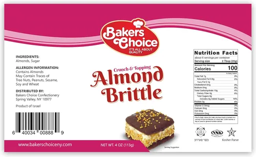 Vista 3 de Baker's Choice Almond Brittle Crunch - Cobertura de helado de postre de nuez - Para helado, helados, cupcakes o batidos - Sin lácteos, Kosher - 4