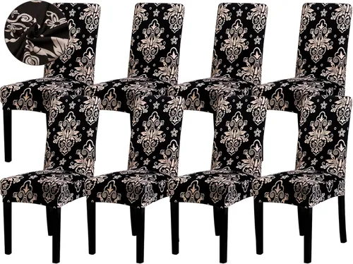 Vista 81 de Sufdari Juego de 2 fundas para sillas de comedor, fundas para sillas de cocina, fundas para sillas Parsons, protectores de sillas de elastano