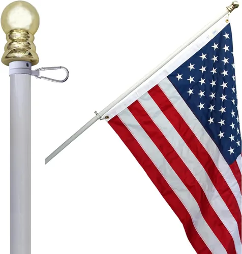 Vista 7 de mástil de bandera para casa - mástil de bandera de aluminio resistente de 6 pies sin enredos y giratorio con anillos de montaje de metal - mástil