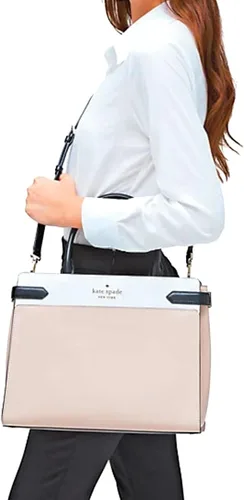 Vista 2 de Kate Spade Staci Cameron - Bolso bandolera grande con bloques de color beige cálido, Beige cálido Multi, L