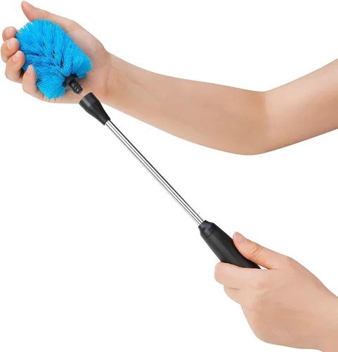 Vista 4 de MOSOLAN Cepillo para botellas de acero inoxidable con cabezal reemplazable, cepillo de mango largo para botellas de agua, cristalería, tazas