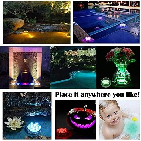 Vista 7 de Luces LED sumergibles, sumergibles, impermeables, cambio RGB, luces LED sumergibles con control remoto para estanque, piscina, fuente, acuario