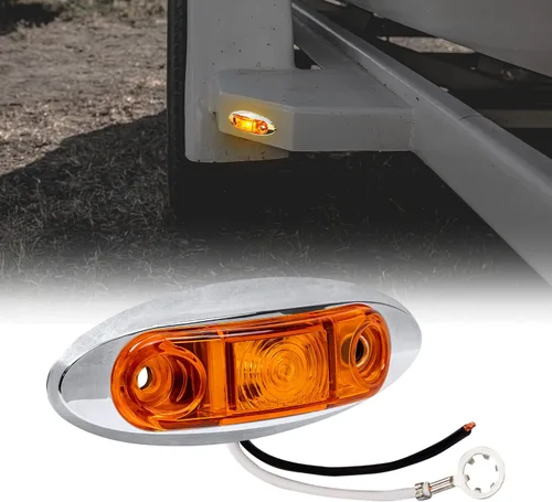 TRUE MODS Luz de marcador LED de 2.5" ámbar para remolque con bisel cromado [DOT FMVSS 108] [SAE P2] [montaje superficial] [impermeable IP67] Luces