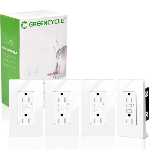Vista 12 de Salida de receptáculo GFCI eléctrica Greencycle de 15 amperios, paquete de 5 salidas GFCI con indicador LED, resistente a la intemperie, grado