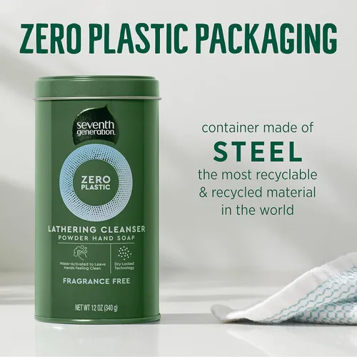 Vista 4 de Seventh Generation Jabón de manos Zero Plastic Powder sin fragancia, 12 onzas