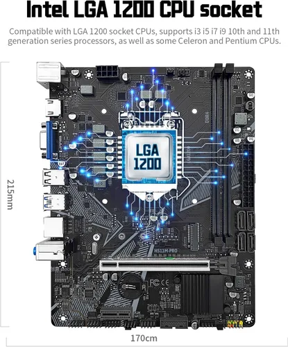 Vista 2 de H511M PRO LGA 1200 Placa base para procesadores Intel de 10ª/11ª generación Core i9/i7/i5/i3/Pentium/Celeron Series