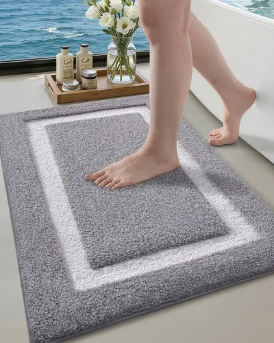 Vista 18 de Color&Geometry Alfombras de baño, de microfibra absorbentes de agua y de secado rápido, antideslizantes, lavables a máquina, extra suaves