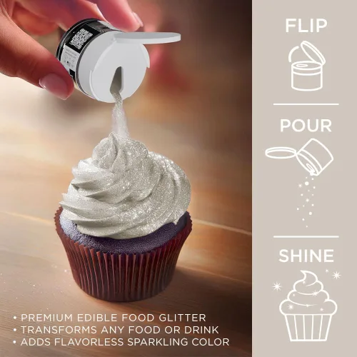 Vista 231 de Bakell - Brillantina 100% comestible, Tinker Dust®, 5 g, color negro, vegano, certificado Kosher, para pasteles, cupcakes, paletas, bebidas y postres