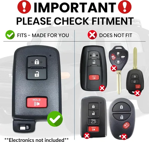 Vista 2 de Funda de repuesto para llavero de alta resistencia para Toyota Tacoma 16-23, Tundra 20-21 y 4 Runner 20-21 – Protector de llave resistente – a