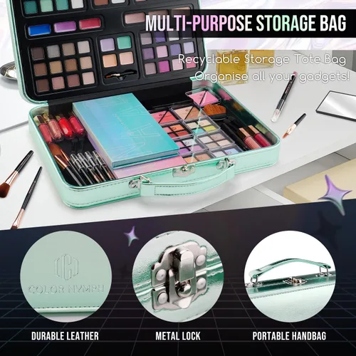 Vista 6 de Color Nymph Conjunto de maquillaje todo en uno para niñas de cualquier edad, kits de maquillaje para adolescentes para principiantes con estuche