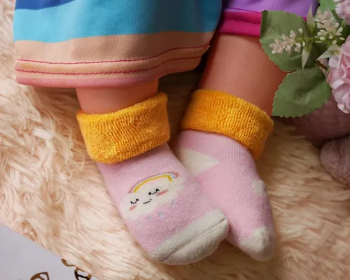 Vista 7 de RATIVE Newborn 0-3 Months and Infant 3-12 Months Thick Terry Turn Cuff Socks for Baby Boys Girls