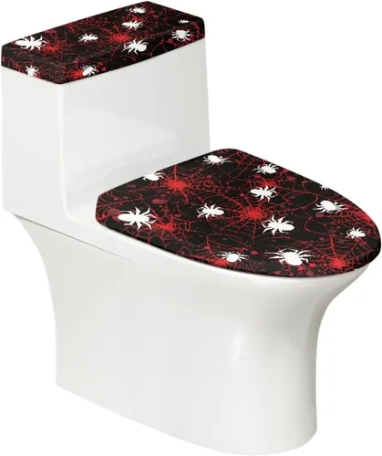 Vista 48 de Funda de asiento de inodoro de mármol blanco dorado para baño, cubierta de tapa de tanque de inodoro suave, 2 piezas, fundas de inodoro con tela