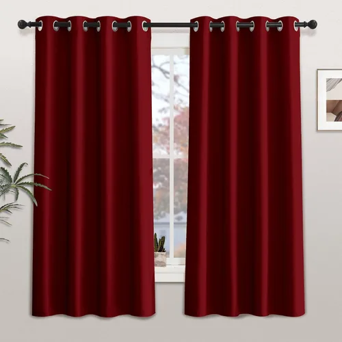 Vista 87 de KGORGE - Cortinas opacas grises para dormitorio 2 paneles, 42 x 63 pulgadas con ojales, cortinas de oscurecimiento de habitación con aislamiento