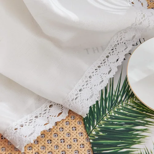 Vista 4 de Lazzzy Cortinas de lino blanco de 84 pulgadas de largo para sala de estar, dormitorio, bolsillo trasero, cortina semitransparente con ribete